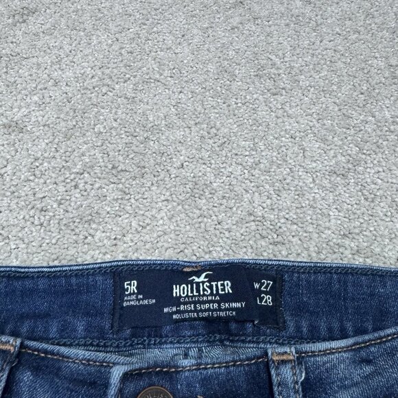 Hollister Jeans High Rise Super Skinny Blue Distressed Pockets Women’s Size 5 - Picture 7 of 12
